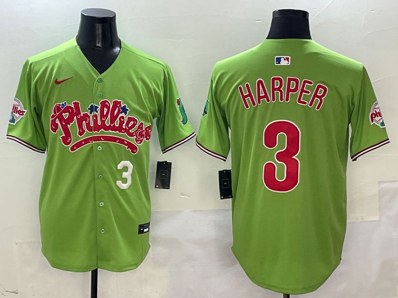 Men Philadelphia Phillies #3 Harper Green Five generations Nike 2025 MLB Jersey style 2->philadelphia phillies->MLB Jersey